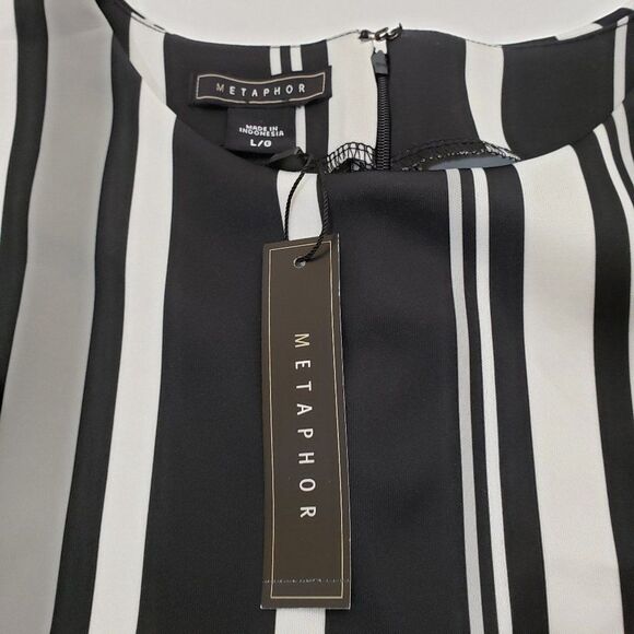 NWT Metaphor Black & White Striped Top Size Large - Picture 8 of 10